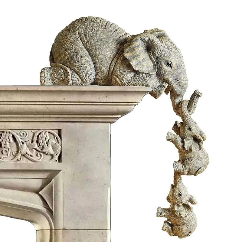 Estatua Decorativa Criativa elefante segurando bebês
